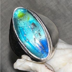 Exotic Dichroic + modern inspired statement ring 8.5 - 9